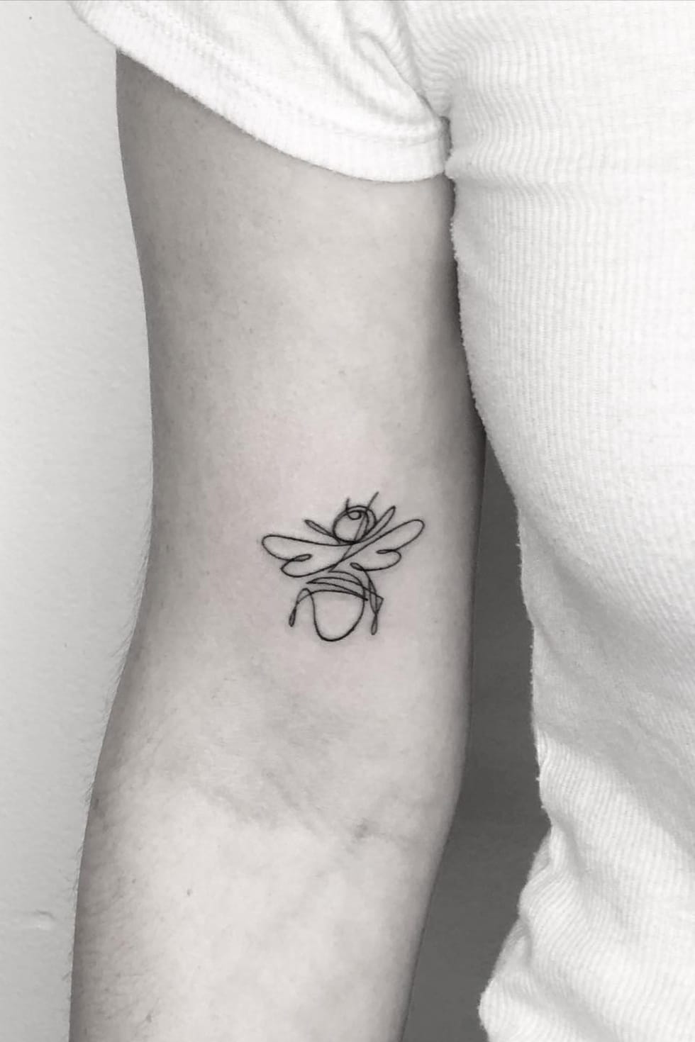 Bee Thin Line Tattoo