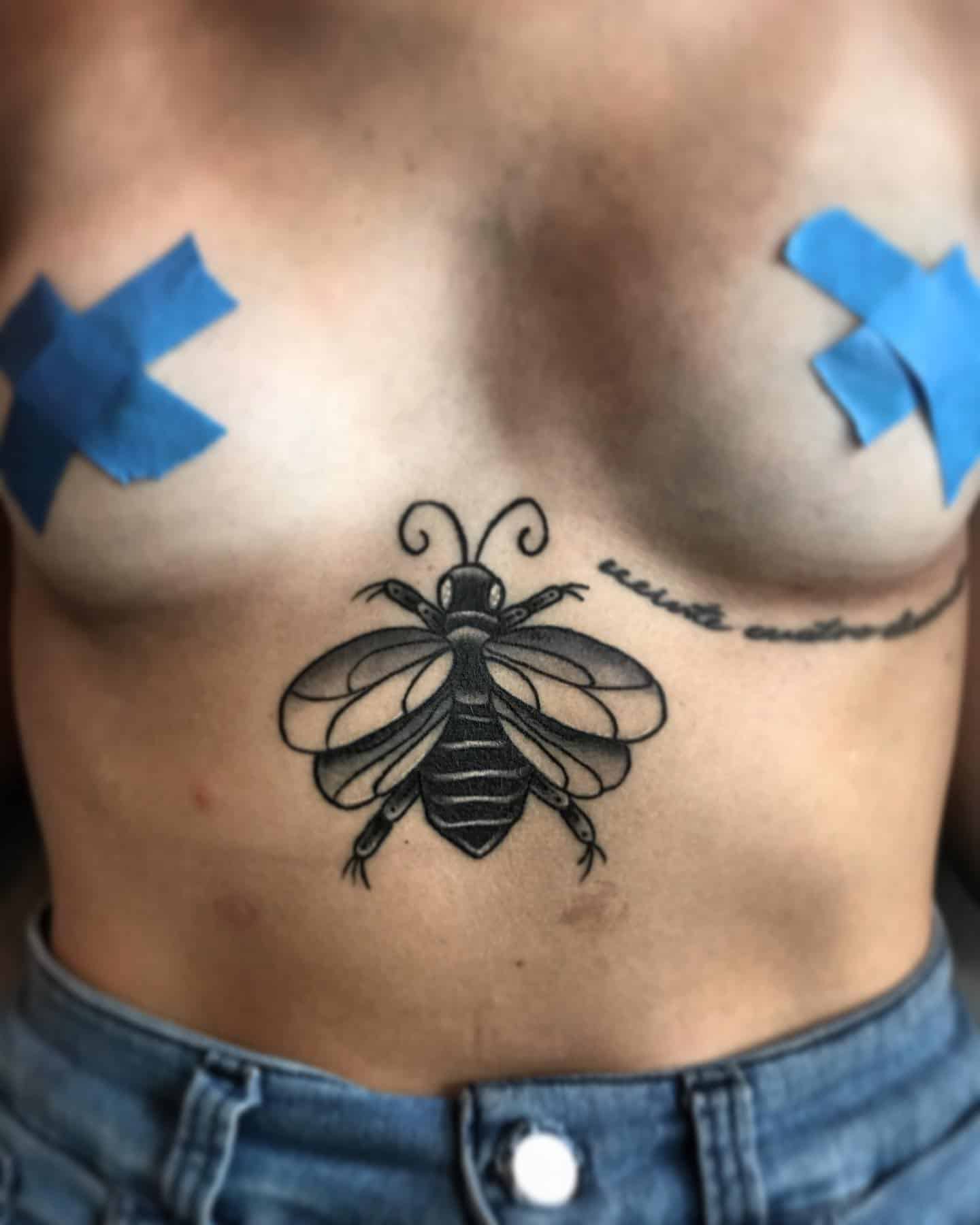 Bee Sternum Tattoo