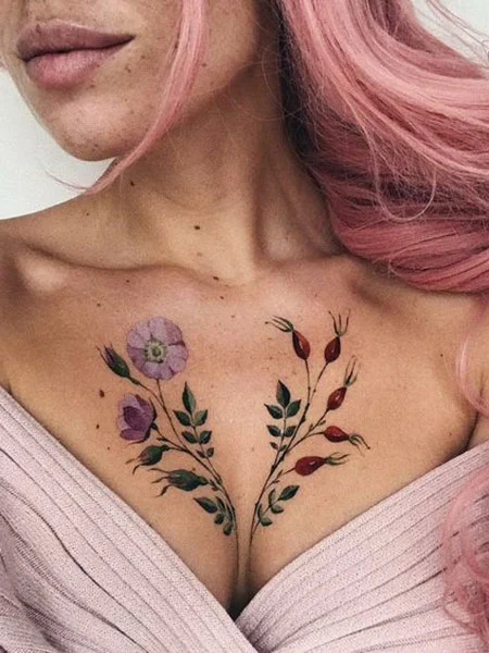 Colourful Chest Tattoo