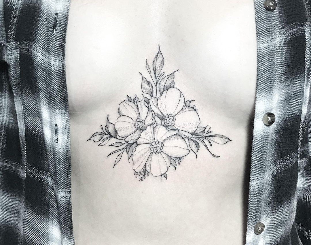 Floral Sternum Tattoos