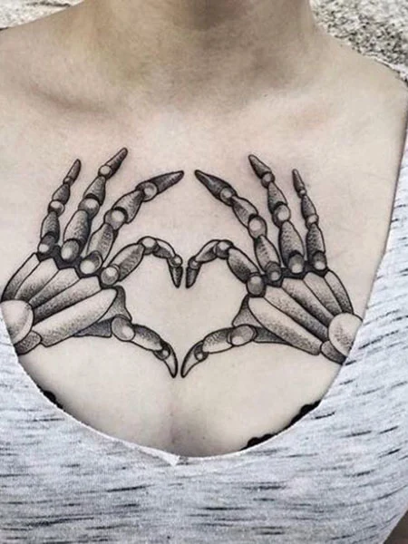 Hands Chest Tattoo