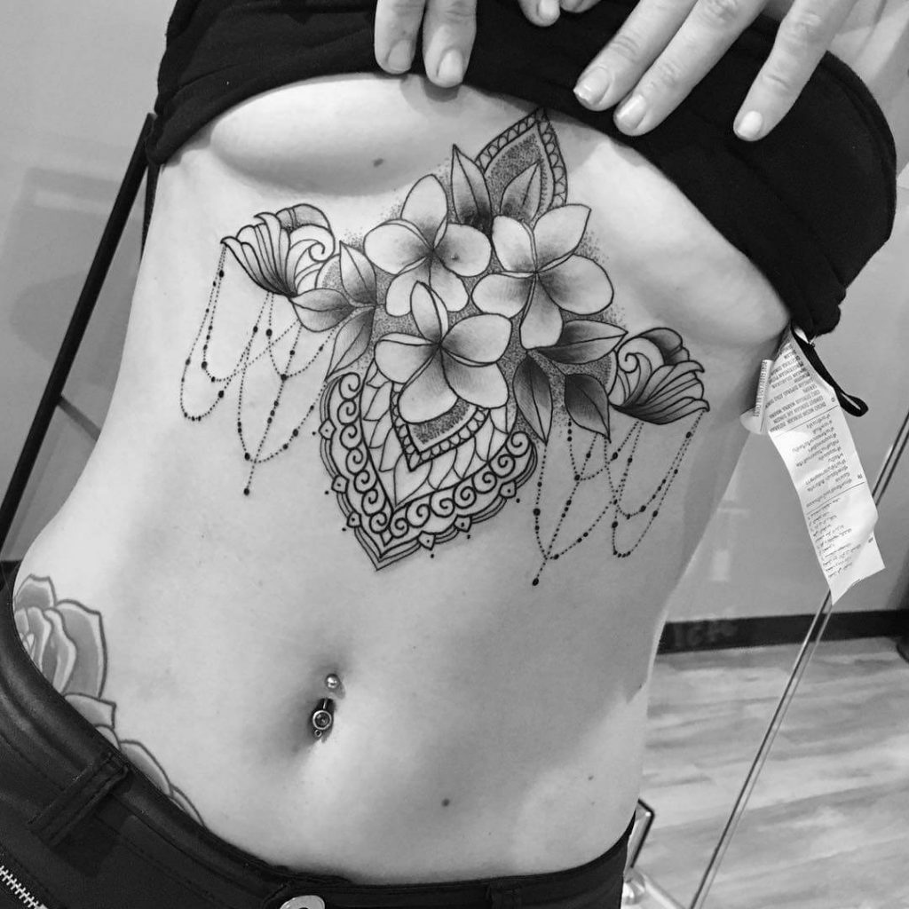 Mandala Flower Sternum Tattoos