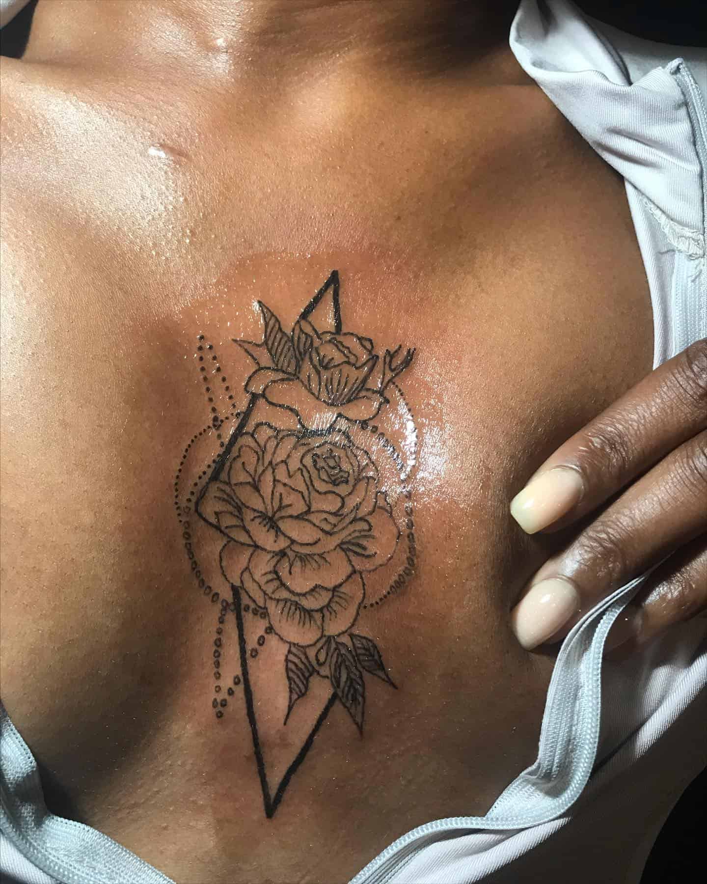 Rose Sternum Tattoo