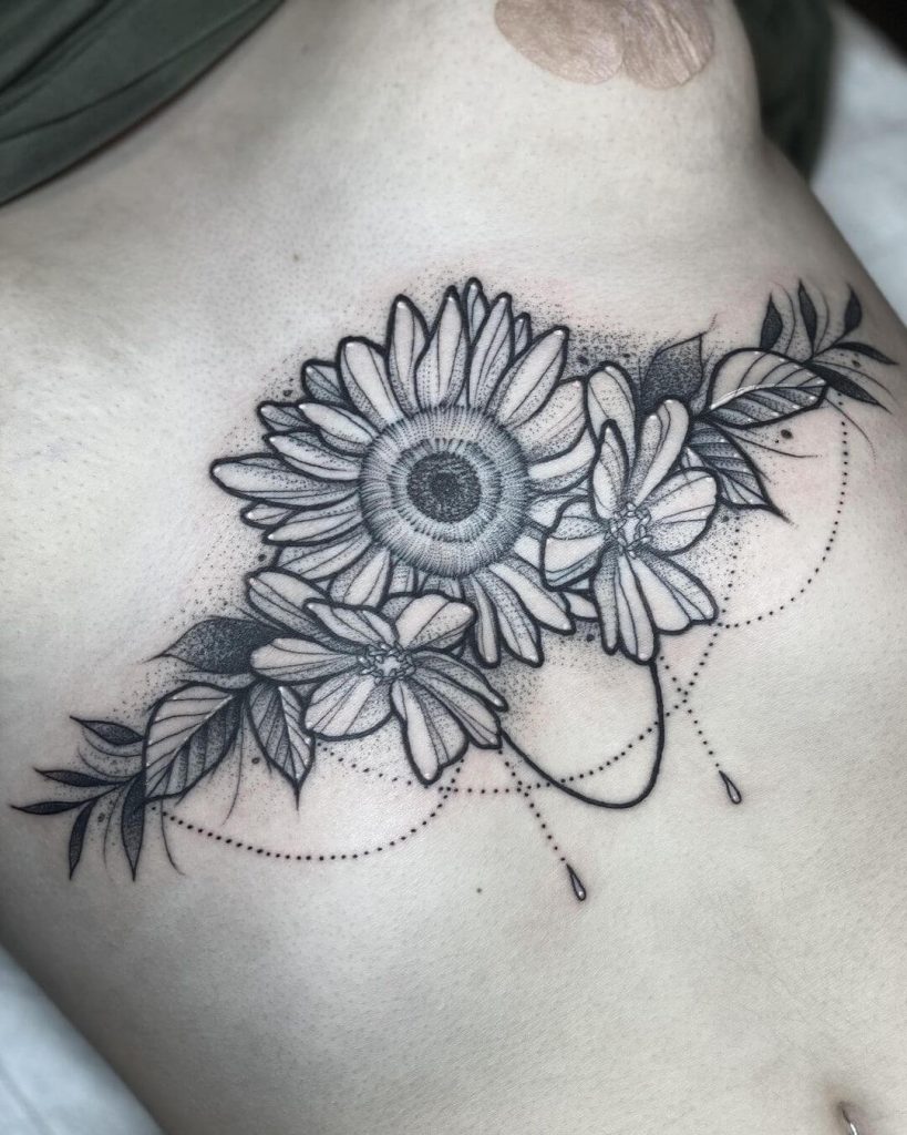 Sunflower Sternum Tattoos
