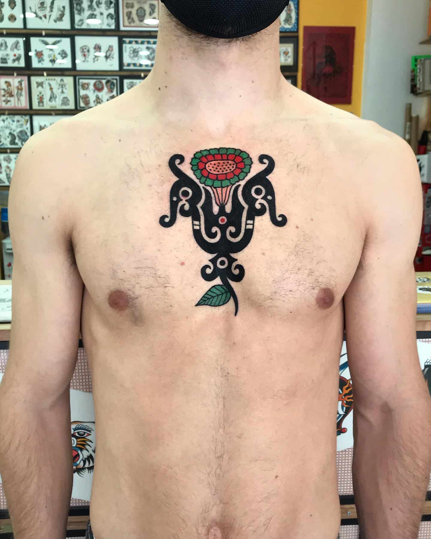 Tribal Sternum Tattoo