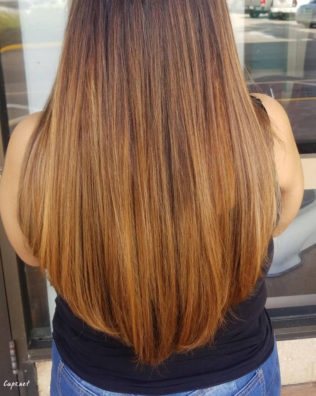 Long Orange Hairstyle V Cut