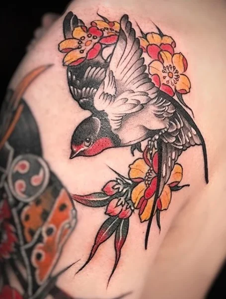 Neo Traditional Bird Tattoo