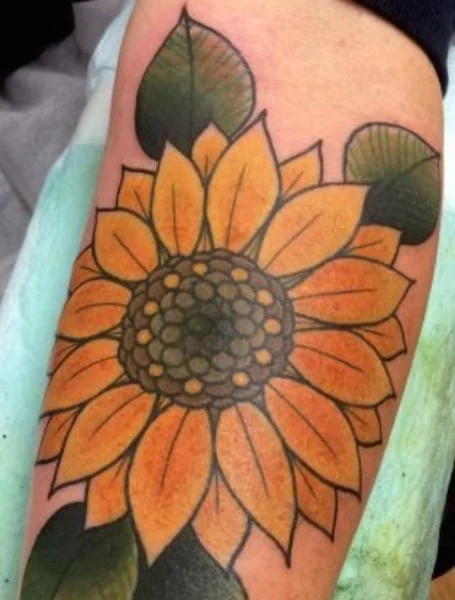 Neo Traditional Sunflower Tattoo