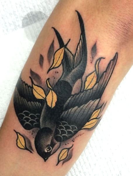Neo Traditional Swallow Tattoo