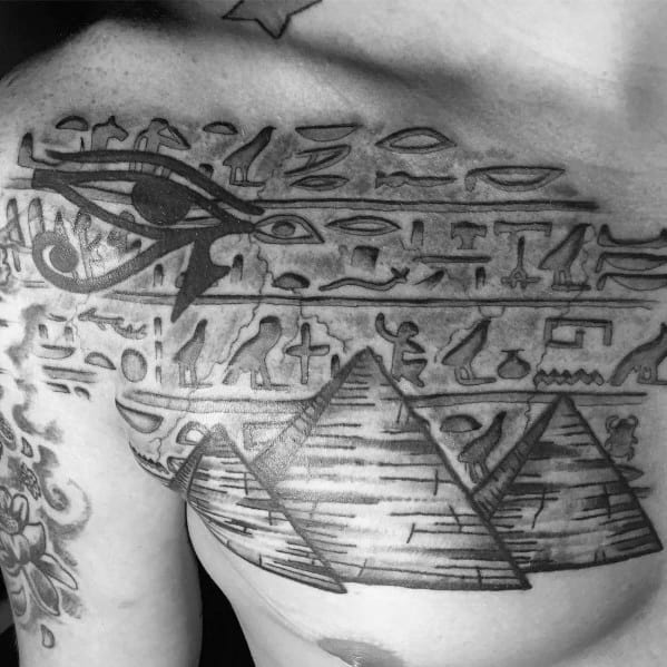 amazing mens egyptian stone hieroglyphics d chest tattoo designs