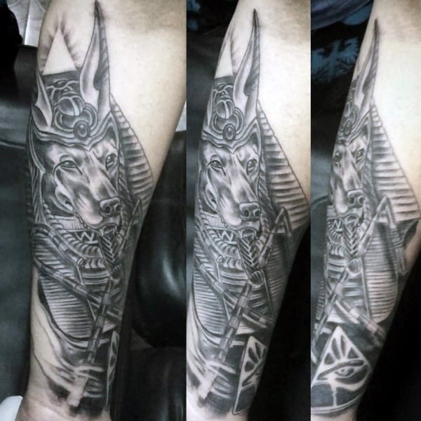 forearm sleeve male anubis tattoos