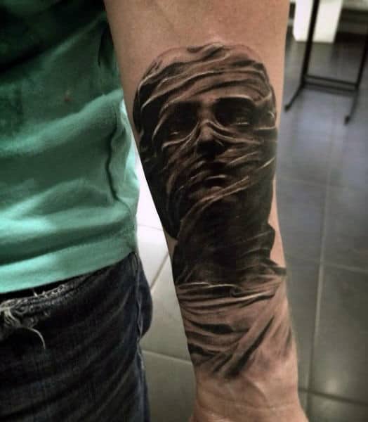 inner forearm guys realistic d mummy tattoo design inspiration