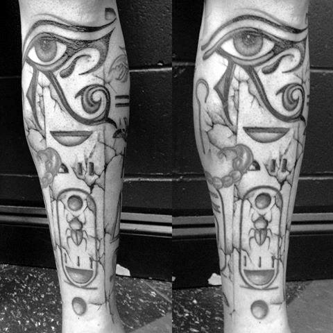 mens cool hieroglyphics tattoo ideas on leg