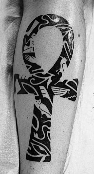 negative space egyptian symbols mens hieroglyphics tattoo design ideas on leg