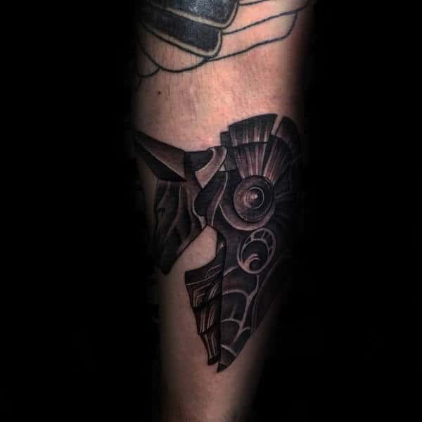 small detailed guys anubis arm tattoo