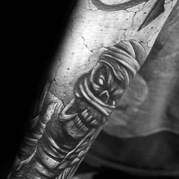 stone d guys mummy forearm sleeve tattoos
