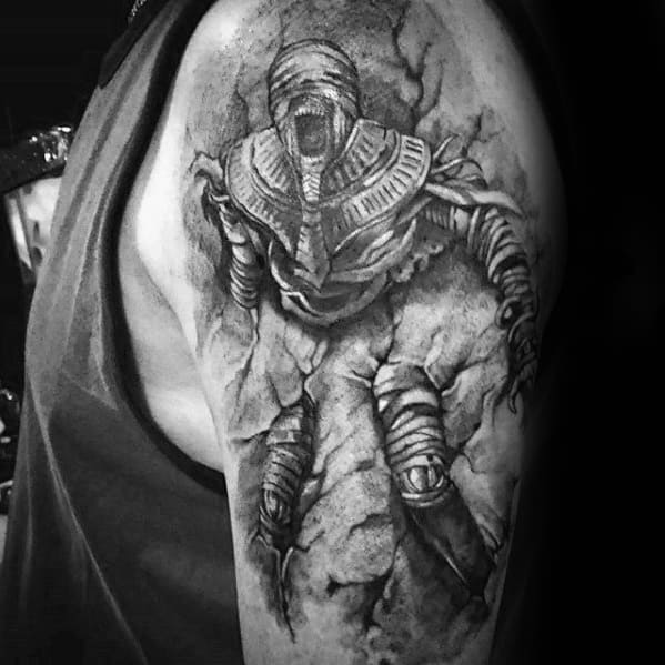 stone mummy mens half sleeve tattoo