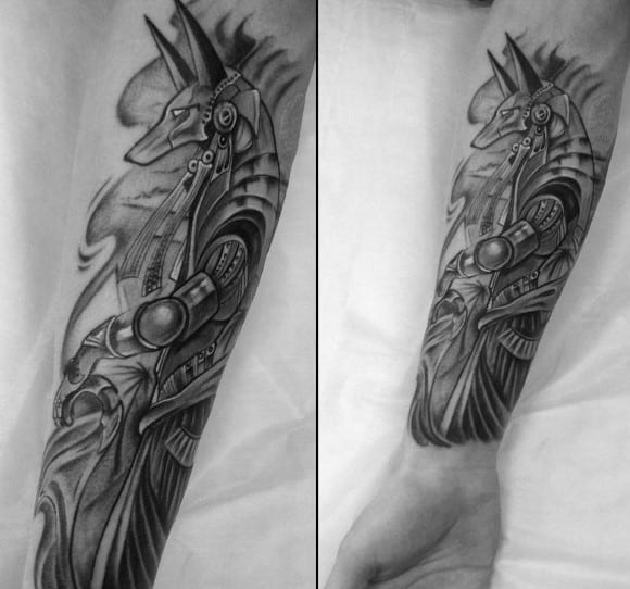wrist and forearm anubis male tattoos