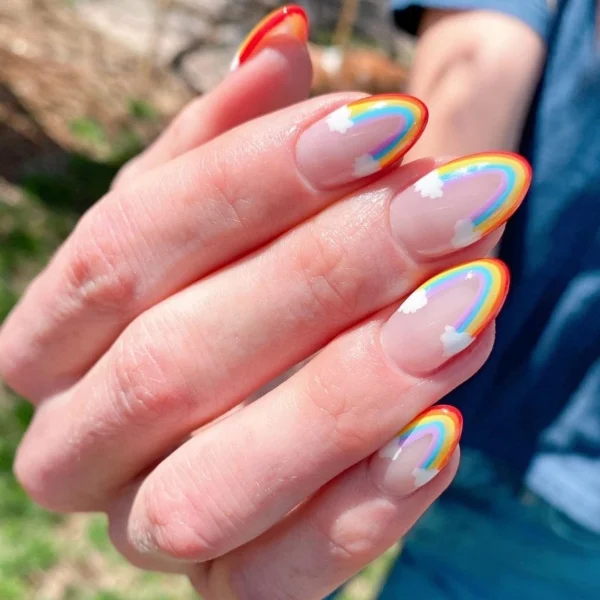 Almond Rainbow Nails