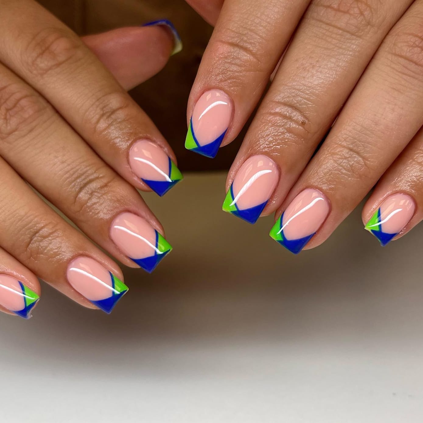 Blue and green summer nails