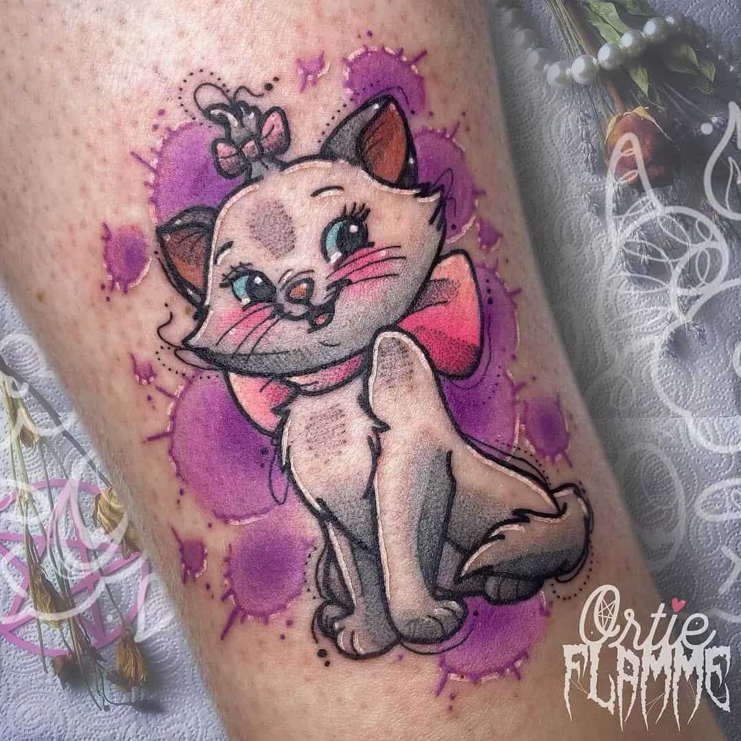 Bright Pink Cat Tattoo
