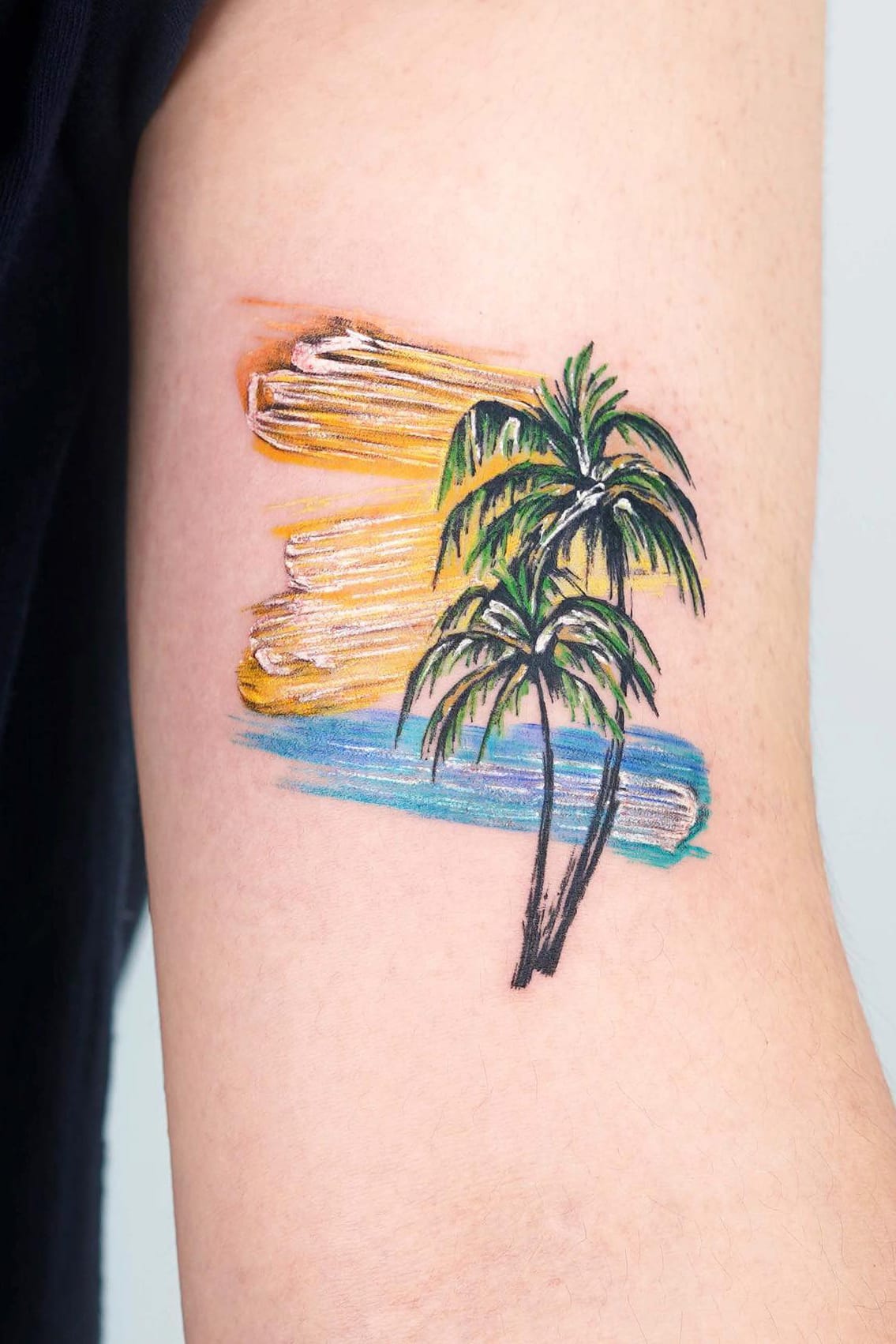 Colorful Palm Tree Tattoo