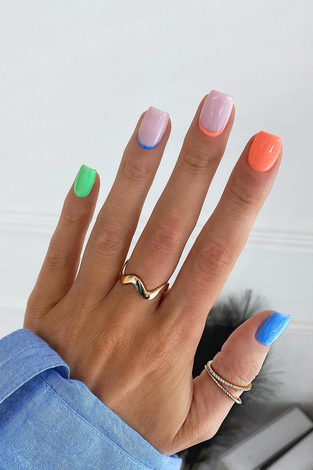 Colorful Reverse French Manicure