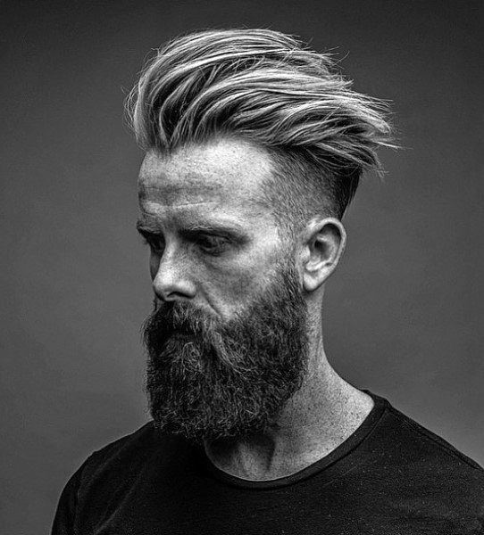 Combed Back Undercut With Beard