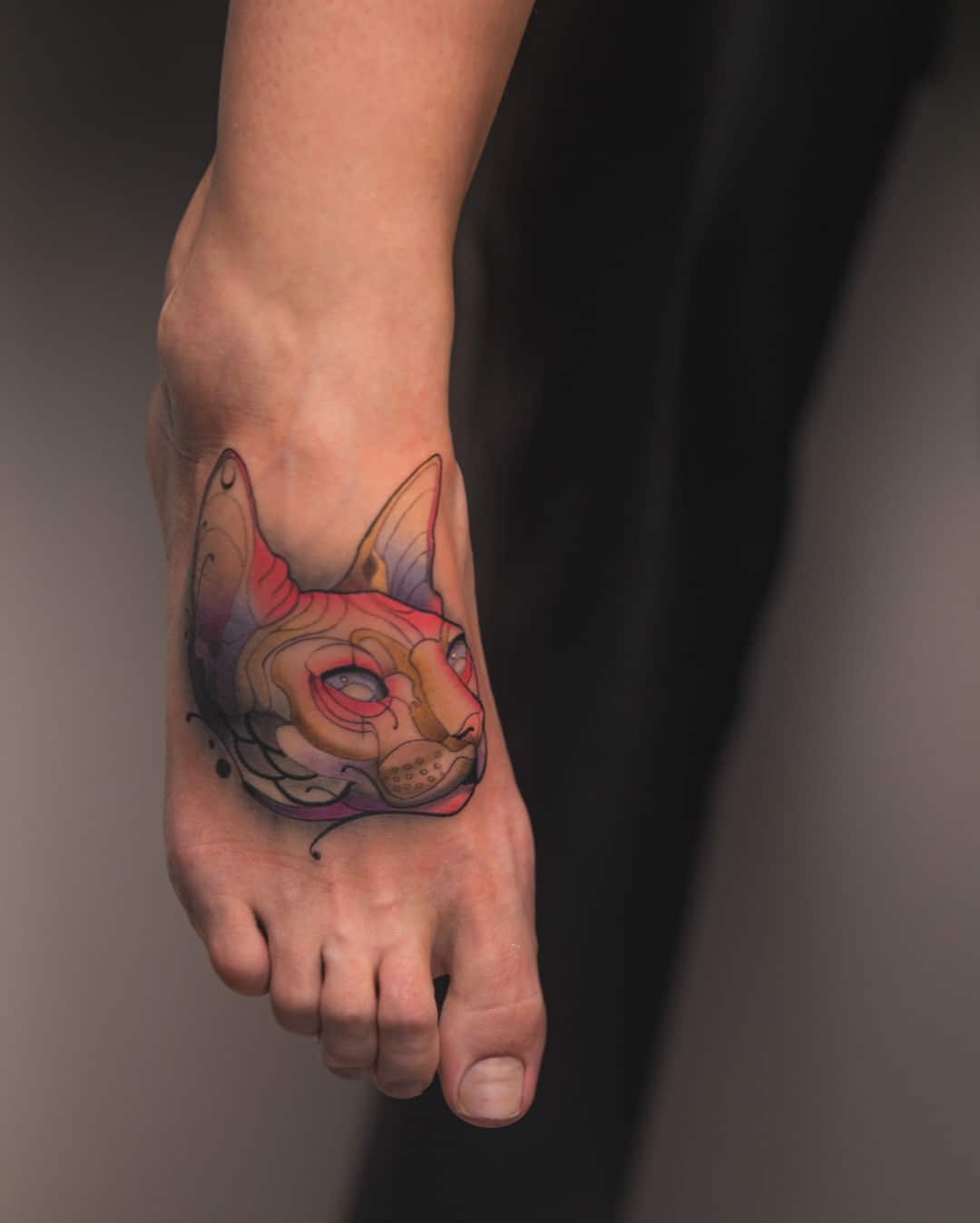 Foot Cat Tattoo Design