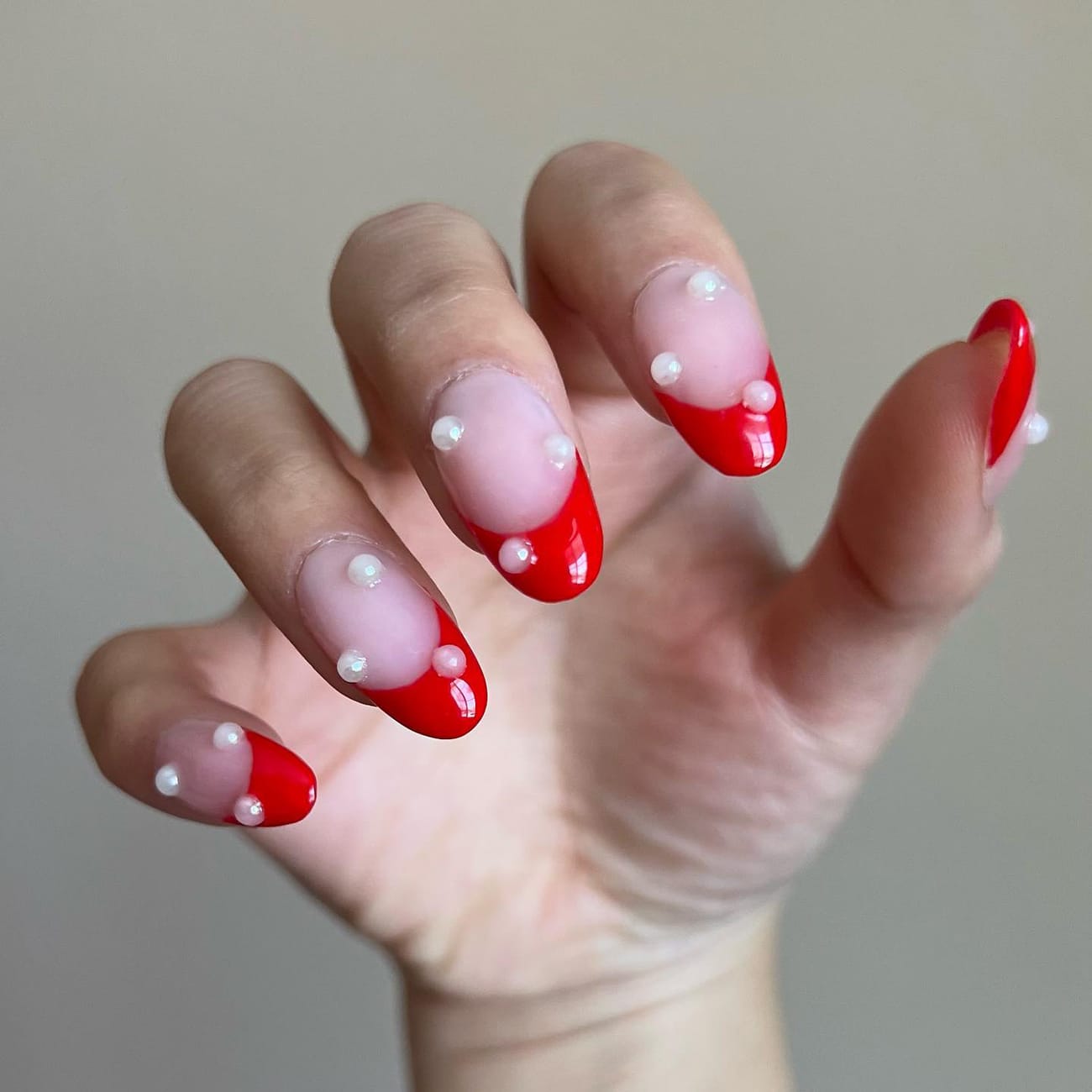 Pearl Red Nails