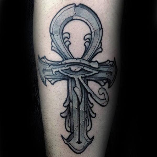 creative arm ankh male tattoo with eye of horus design