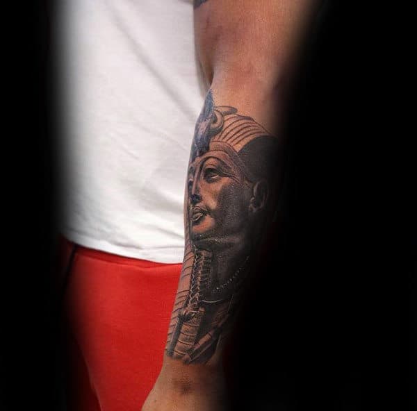 forearm sleeve male tattoo designs of king tut