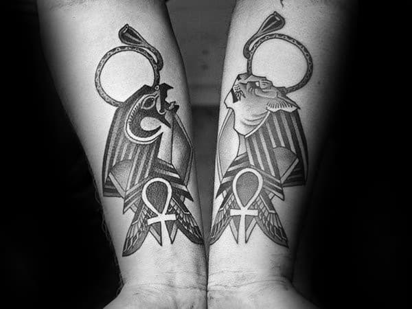forearm tattoos for men with ankh and egyptian birds