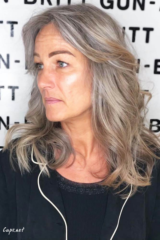 hairstyles for women over 50 new style grey red waves long