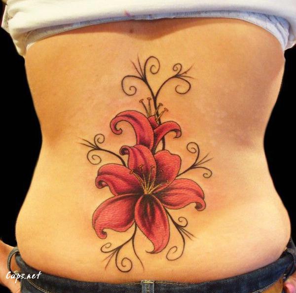 14 Flower Low Back Tattoo for Women