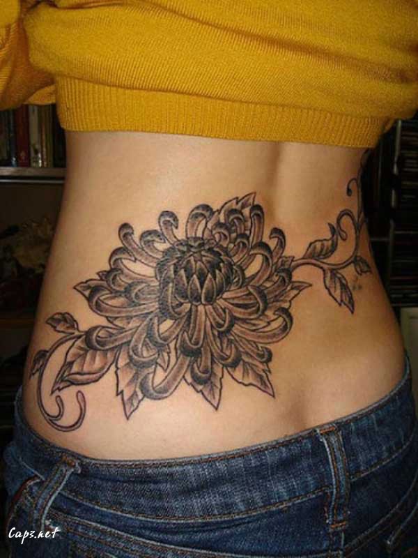 15 Flower Low Back Tattoo