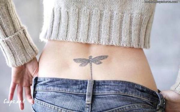 19 Dragonfly Low Back Tattoo