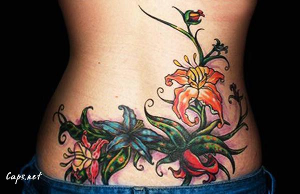 23 Lily Low Back Tattoo