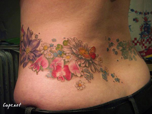 52 Flower Low Back Tattoo