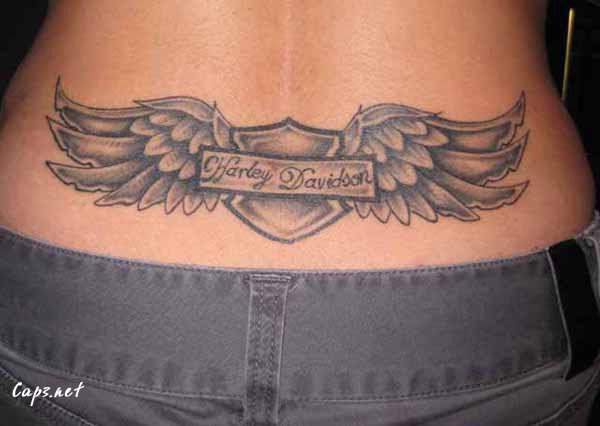 58 Wings Low Back Tattoo