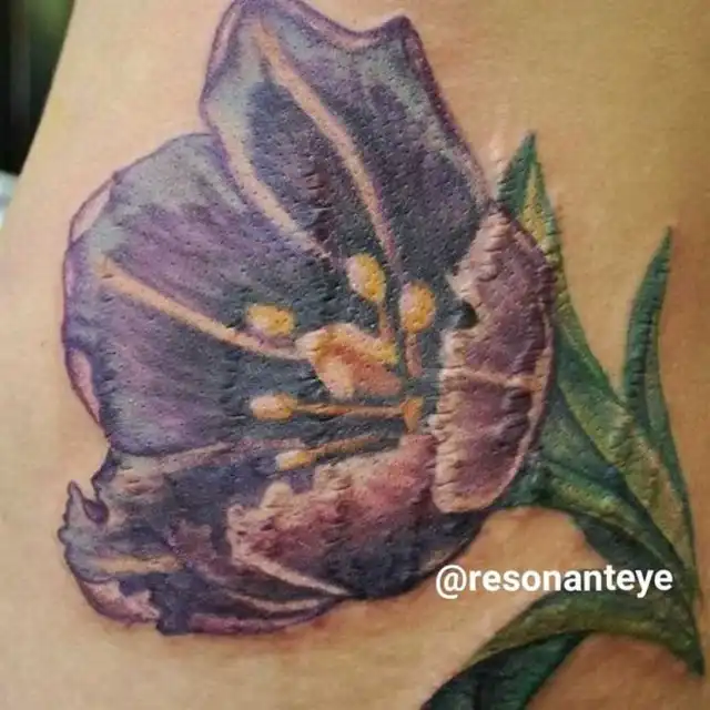 Colorful flower covering stretch mark