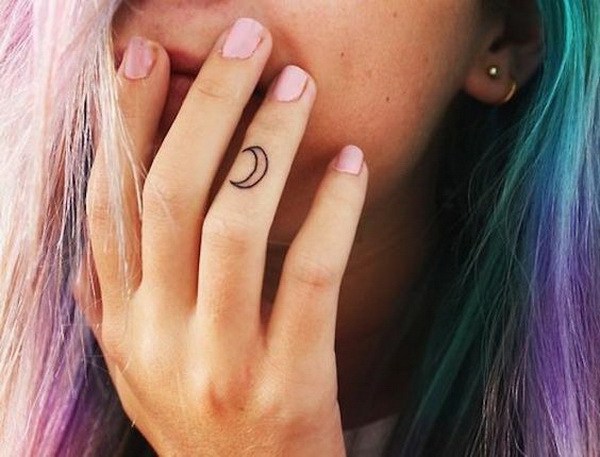 Small Moon Finger Tattoo Design