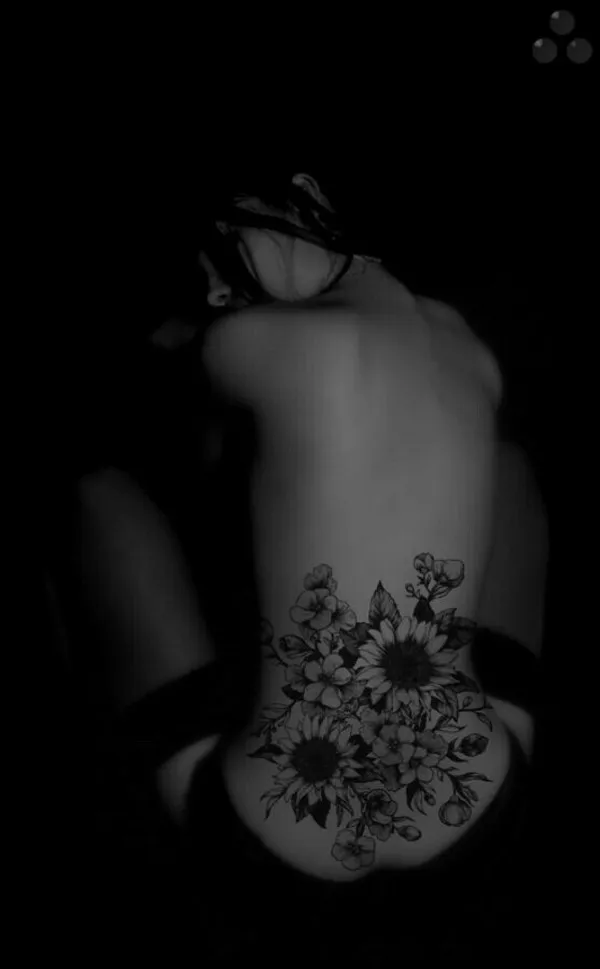 Sunflower Tattoo On Lower Back For Girls