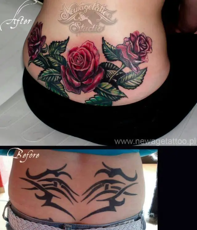 lower back tattoo cover ups before and after
