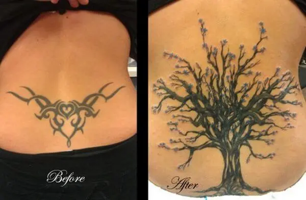 lower back tribal tattoo cover up ideas