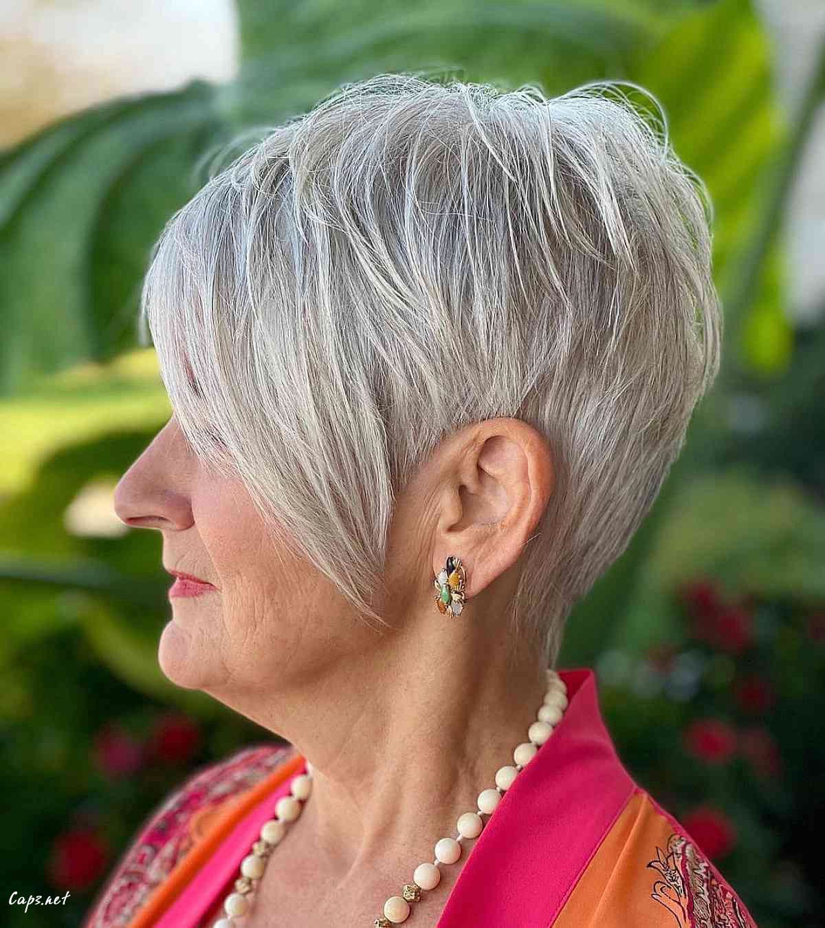 silver long pixie for women 60 and over