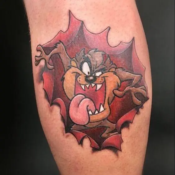 3d tasmanian devil tearing wall tattoo