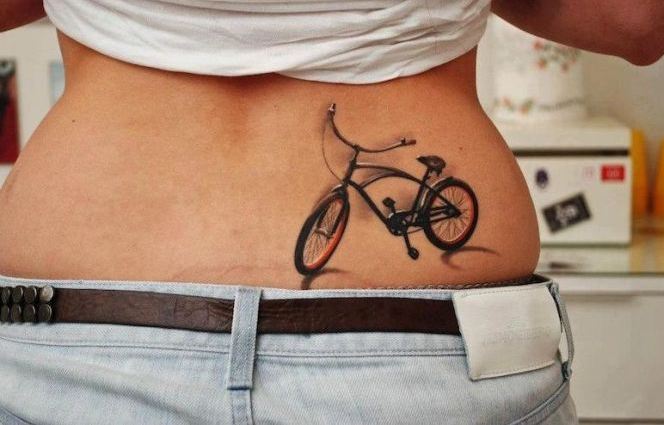 bike cycle lower back tattoos