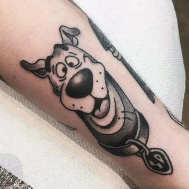 black and white scooby doo tattoo design