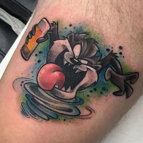 colorful tasmanian devil tattoo